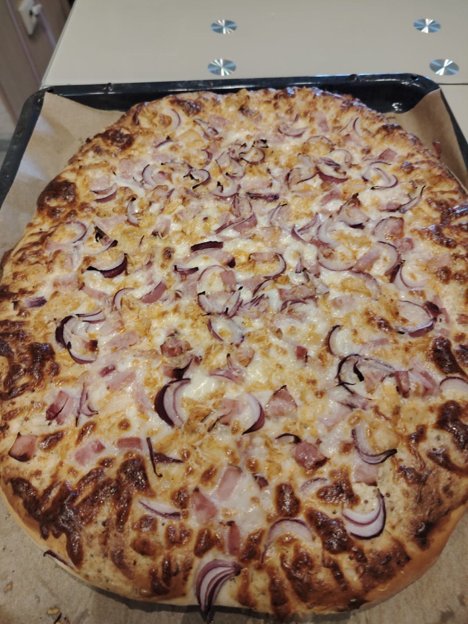 Пицца Курица соус Ранч на толстом тесте