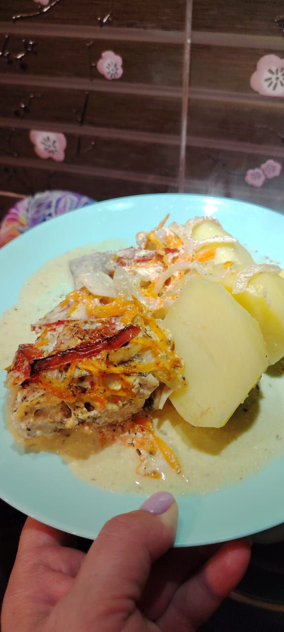 Судачок запечённый с овощами