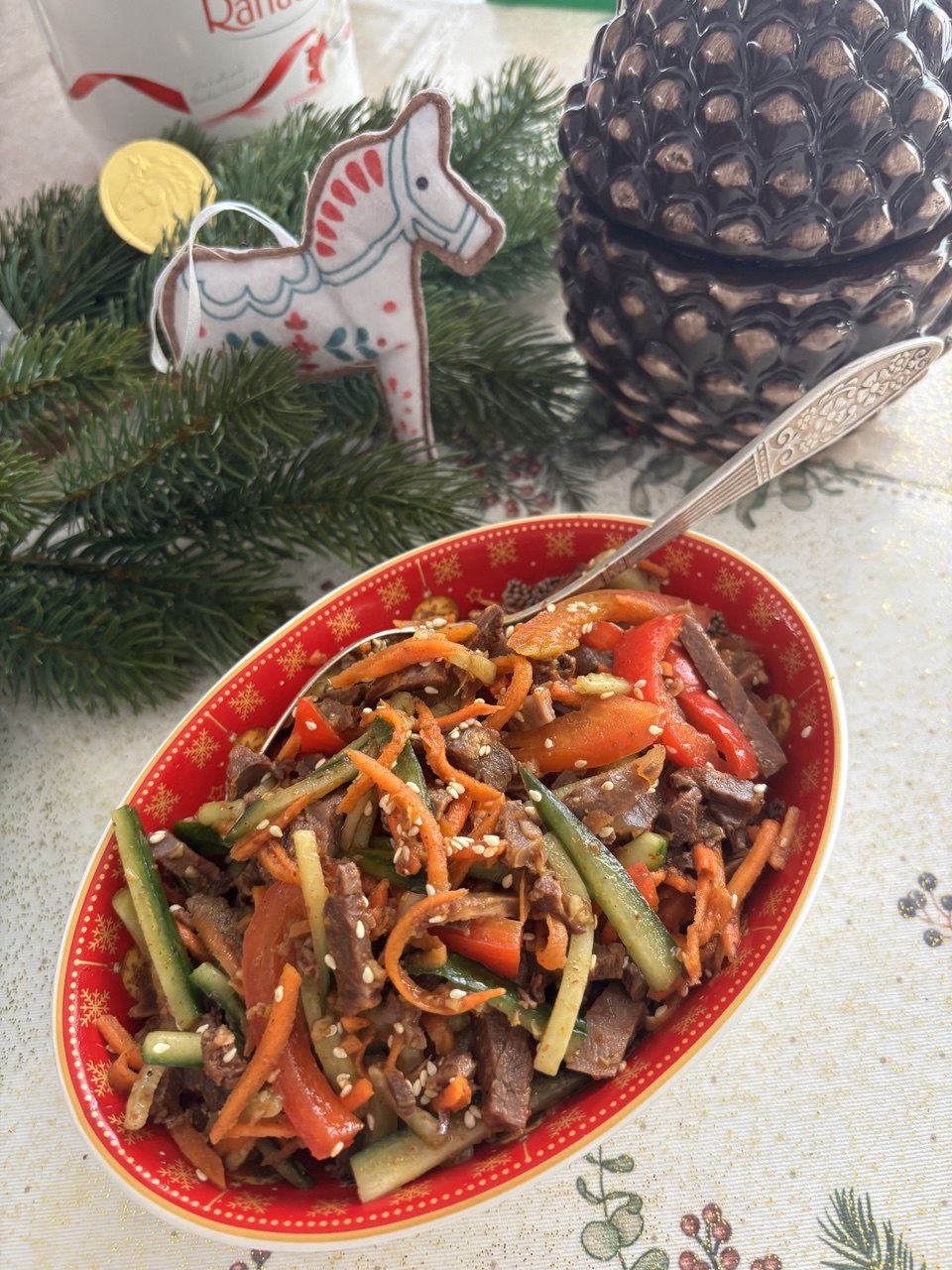 Салат с говядиной и болгарским перцем